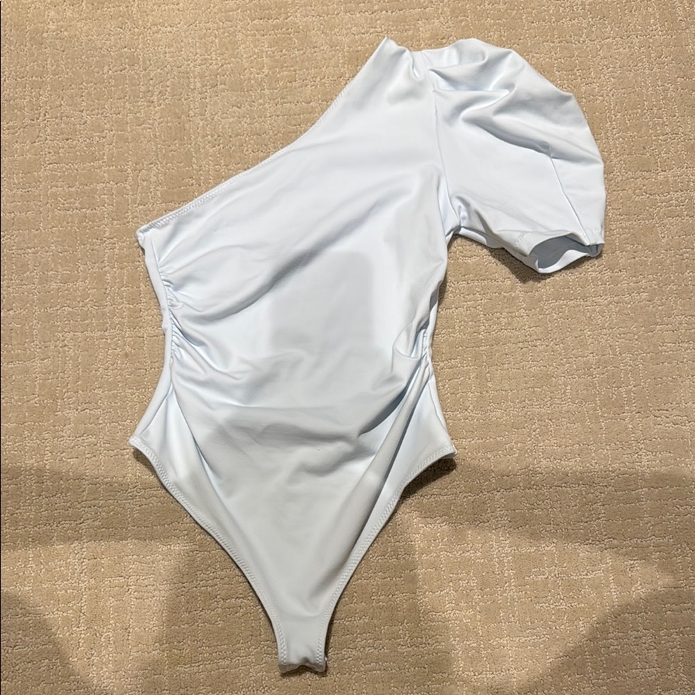 Free people One-Shoulder Light Blue Bodysuit